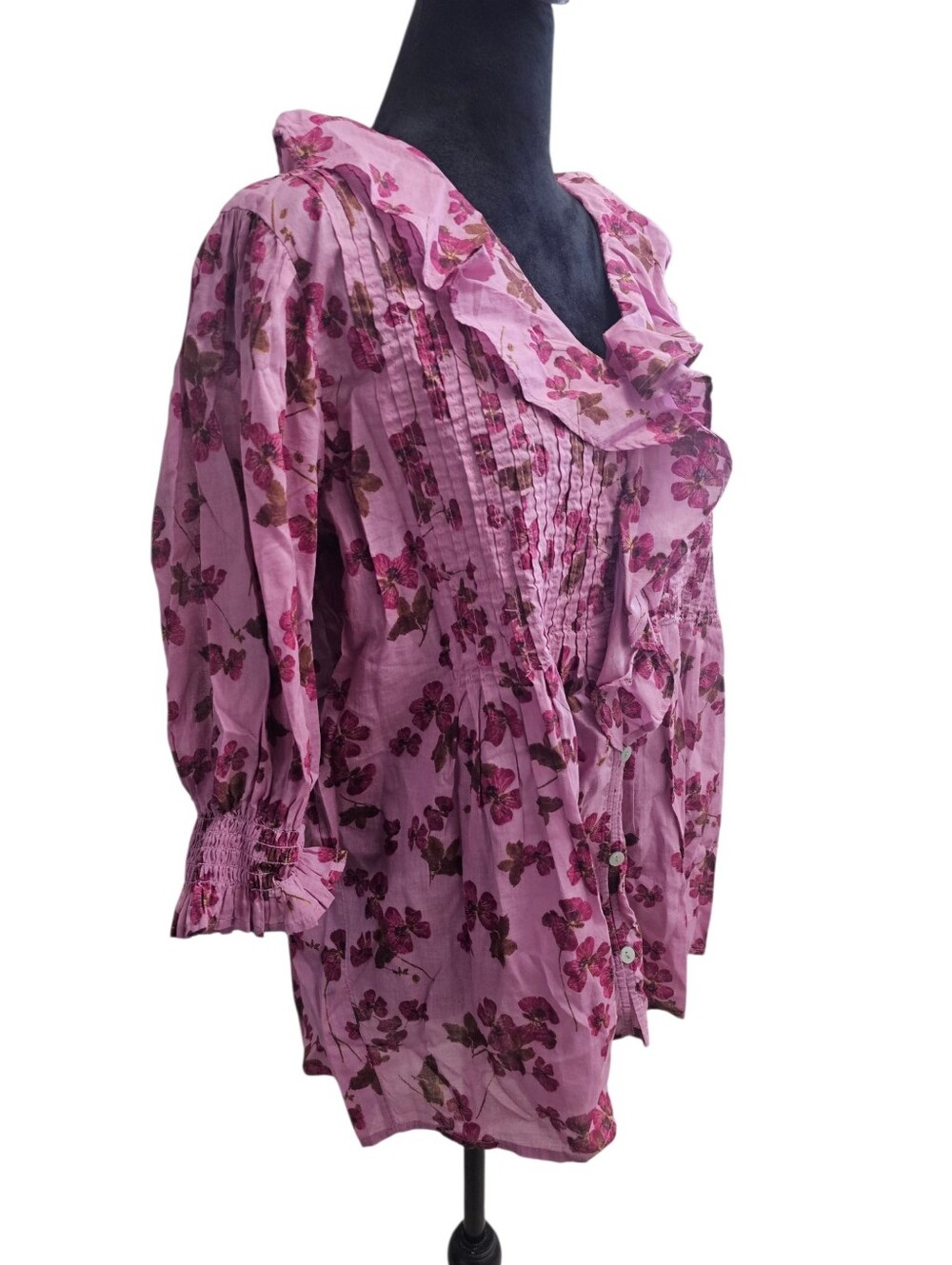 NWOT Ree by The Pioneer Woman Printed Cotton Ruffle Front Blouse Medium - Picture 4 of 8